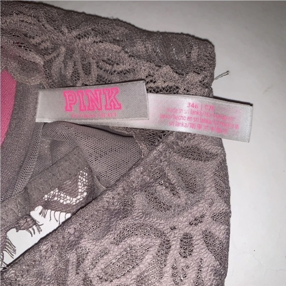 Victoria’s Secret PINK Front Close Lace Bralette Taupe Sz 34B - Picture 3 of 4